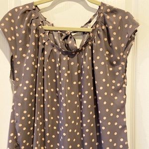 LC Lauren Conrad Gray & tan polka-dot blouse